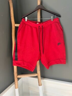 Nike Tech Men’s Red Fleece Athletic Shorts
